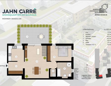 1. Etage links, 2-Raumwohnung ca. 80 m²