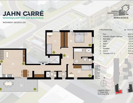 4. Etage links, 4-Raumwohnung ca. 123 m²